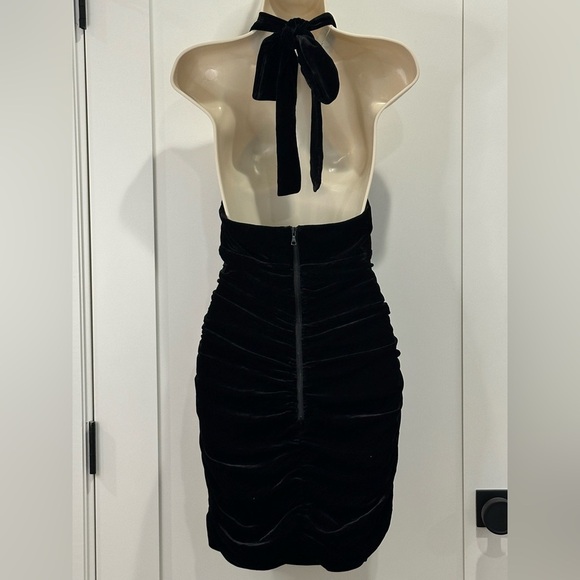Bardot Inara Velour Mini Dress Rosette Halter Whimsigoth Black Size 8 New Party - Picture 6 of 15